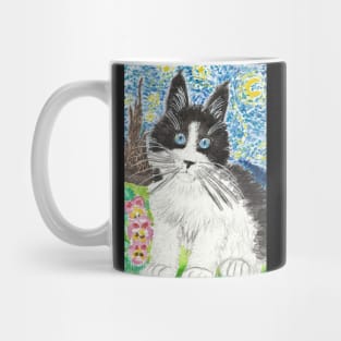 Maine coon cat  watercolor Starry Night themed Mug